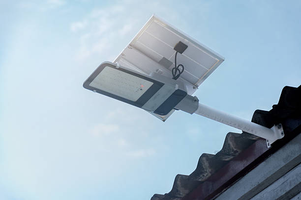 A photo of installed solar security light
